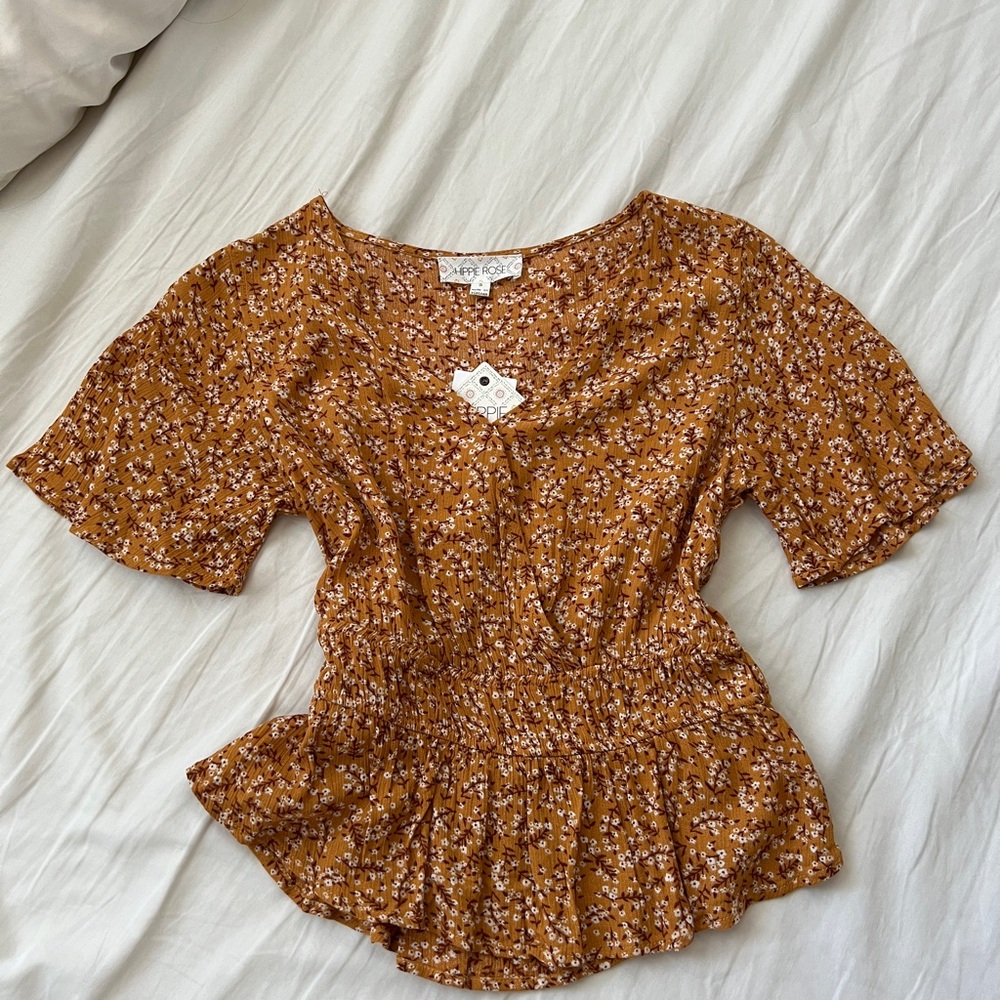 Hippie Rose Gold Floral Blouse